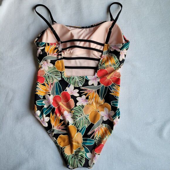HURLEY Tropical Floral Print One Piece Size XXL Adjustable Straps UPF 50+ Swim - Picture 4 of 10